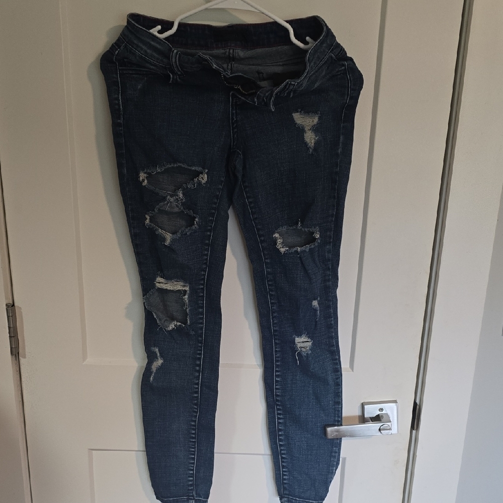 Cello Women's Ripped Skinny Jeans in Dark Blue